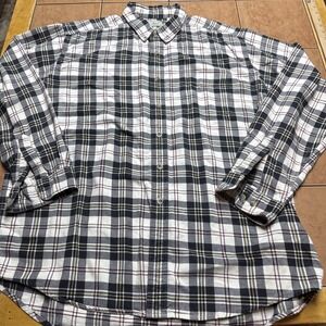 L.L Bean Men's Flannel Button Down Gray Multi Color Plaid Shirt Sz XL‎ Reg